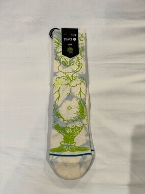 Stance Grinch Crew Socks in White & Lime Green